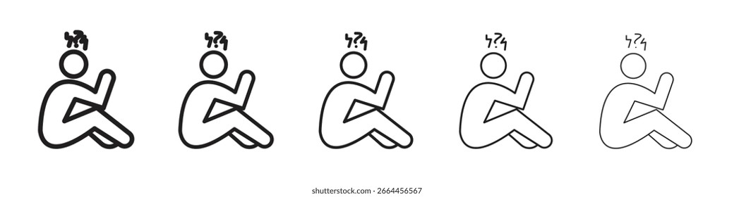 Depression icon line art vector collection on white background