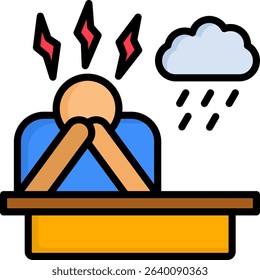 Depression Icon Lineal Color Vector Illustration