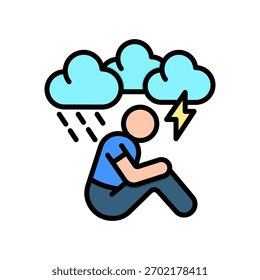 Ícone de Depressão Ilustração de Vetor de Cor Linear