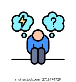 Depression Icon Lineal Color Vector Illustration