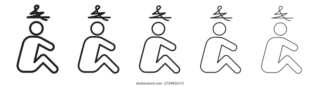 Depression icon linear symbols vectors. Editable stroke set