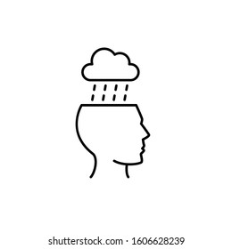 Depression icon. Mental disease concept. Line vector design isolated on white background.