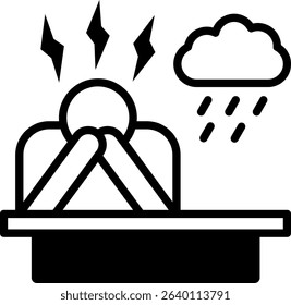 Depression Icon Mixed Vector Illustration