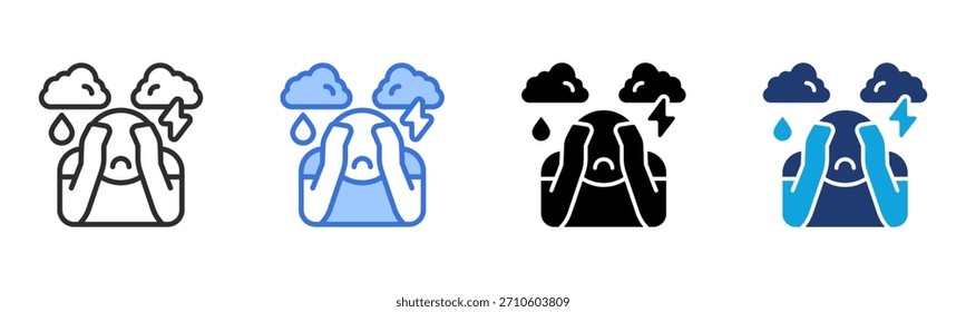 Ícone de depressão Ilustração de vetor de vários estilos