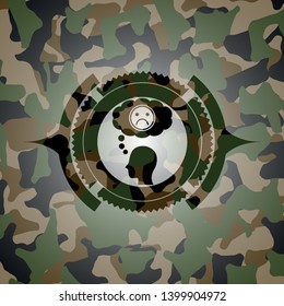 depression icon on camouflage pattern