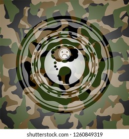 depression icon on camouflaged pattern