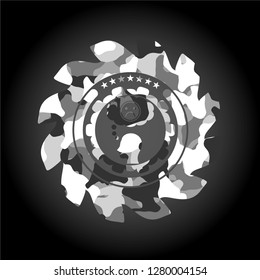 depression icon on grey camo pattern