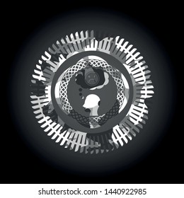 depression icon on grey camo pattern
