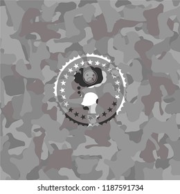 depression icon on grey camouflage texture