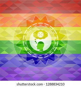 depression icon on mosaic background with the colors of the LGBT flag
