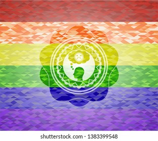 depression icon on mosaic background with the colors of the LGBT flag