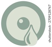 Depression icon on a round green background. Vector symbol of persistent sadness, grief, and melancholy, represented by a single tear from an eye