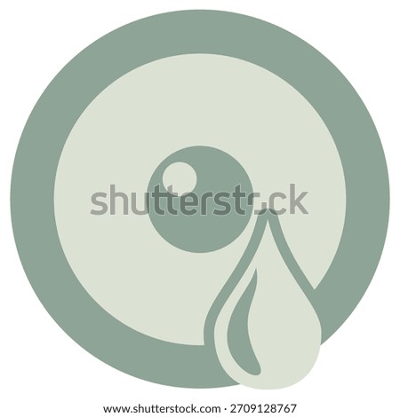 Depression icon on a round green background. Vector symbol of persistent sadness, grief, and melancholy, represented by a single tear from an eye