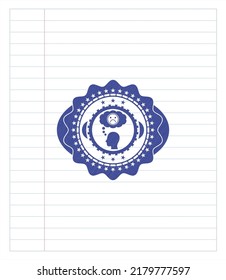 depression icon pen draw. Blue ink. Vector Illustration. Detailed. 