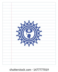 depression icon pen effect. Blue ink. Vector Illustration. Detailed.