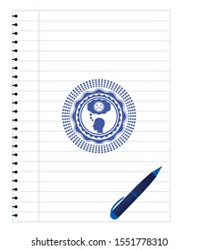 depression icon pen effect. Blue ink. Vector Illustration. Detailed.