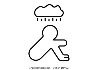 Depression icon. icon related to mental health. suitable for web site, app, user interfaces, printable etc. line icon style. simple vector design editable