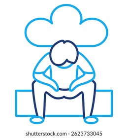 Depression icon represented by man Depression Dual Line style.