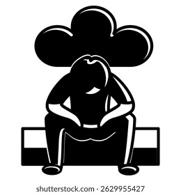 Depression icon represented by man Depression Black Filled style.