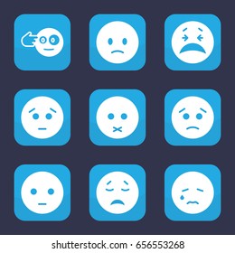 Depression icon. set of 9 filled depression icons such as sad emot, crying emot