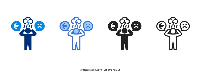 Depression Icon Set Multiple Style Vector Illustration