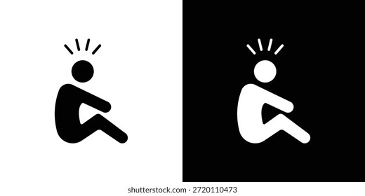 Einfache flache grafische Illustrationen mit Depressionssymbol. Schwarz-weiße Silhouette Vektor