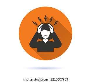 Depression icon. Simple illustration with long shadow for graphic and web design.