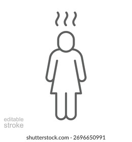 Symbol für Depression. Einfaches Gliederungsformat. Lineares Depressionssymboldesign. Einfache Liniengrafik auf weißem Hintergrund. Bearbeitbarer Strich