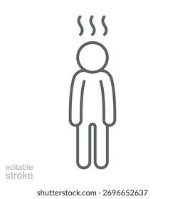Symbol für Depression. Einfaches Gliederungsformat. Lineares Depressionssymboldesign. Einfache Liniengrafik auf weißem Hintergrund. Bearbeitbarer Strich