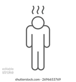 Symbol für Depression. Einfaches Gliederungsformat. Lineares Depressionssymboldesign. Einfache Liniengrafik auf weißem Hintergrund. Bearbeitbarer Strich