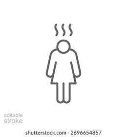 Symbol für Depression. Einfaches Gliederungsformat. Lineares Depressionssymboldesign. Einfache Liniengrafik auf weißem Hintergrund. Bearbeitbarer Strich