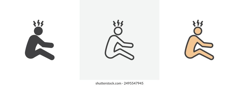 Depression icon symbol collection on white background.