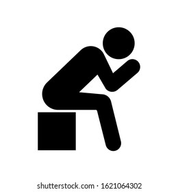 Depression icon symbol. Isolated sadness element in flat style.