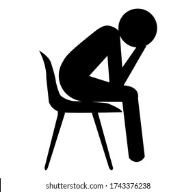 Depression Icon Symbol on white background.