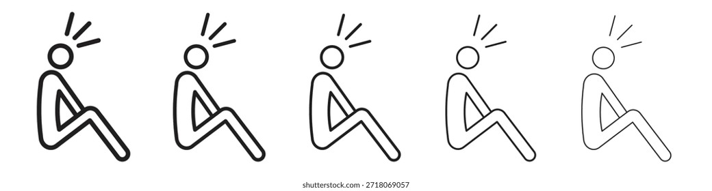 Depression icon symbol in thin line, Black outline and stroke style