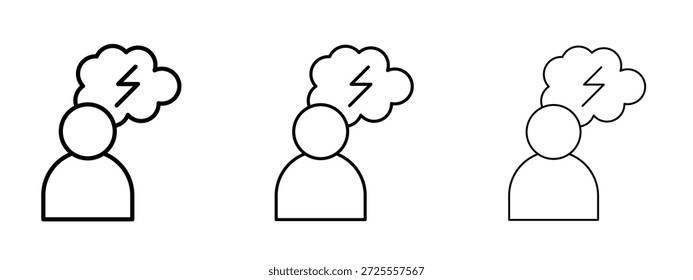 Depression icon thin line symbol on white background, editable stroke vector illustration