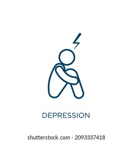 depression icon. Thin linear depression outline icon isolated on white background. Line vector depression sign, symbol for web and mobile