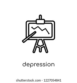 depression icon. Trendy modern flat linear vector depression icon on white background from thin line Diseases collection, outline vector illustration