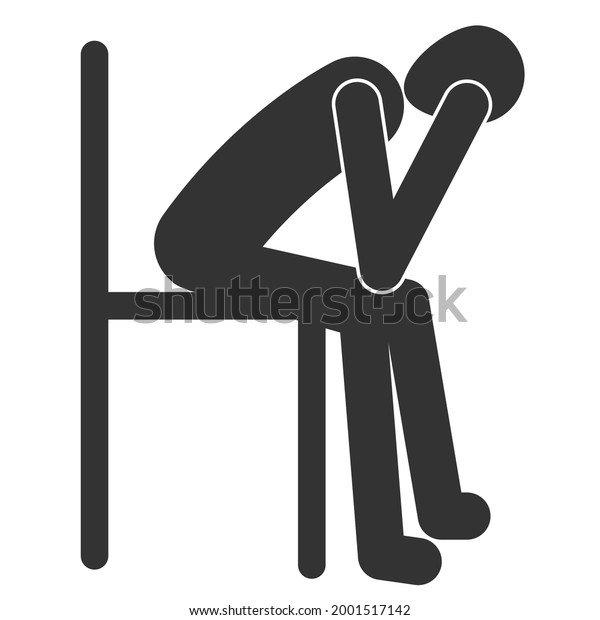 Depression Icon Vector Loneliness Clipart Black Stock Vector (Royalty ...