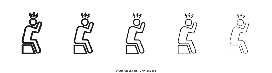Depression iconBlack linear bold and thin strokes set