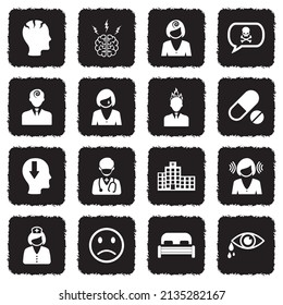 Iconos de depresión. Diseño plano negro oscuro. Ilustración vectorial.