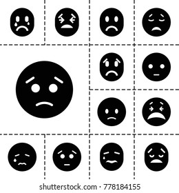 Depression icons. set of 13 editable filled depression icons such as sad emot