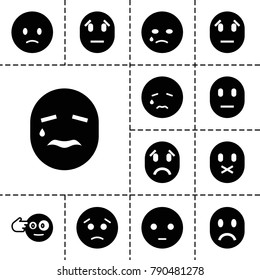 Depression icons. set of 13 editable filled depression icons such as sad emot, crying emot