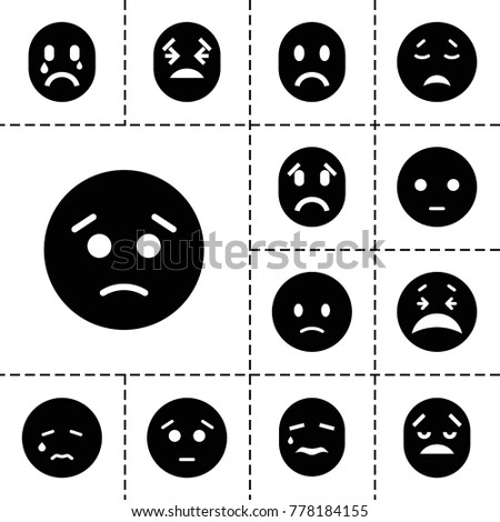 Depression icons. set of 13 editable filled depression icons such as sad emot