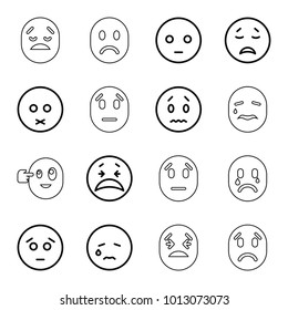 Depression icons. set of 16 editable outline depression icons such as sad emot, crying emot