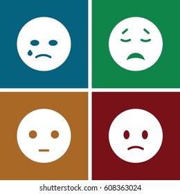 Depression icons set. set of 4 depression filled icons such as sad emot