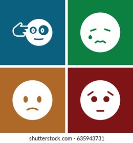 Depression icons set. set of 4 depression filled icons such as sad emot, crying emot