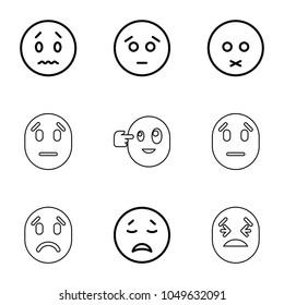 Depression icons. set of 9 editable outline depression icons such as sad emot, crying emot