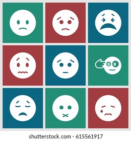 Depression icons set. set of 9 depression filled icons such as sad emot, crying emot