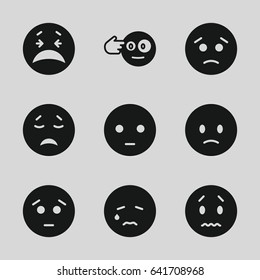 Depression icons set. set of 9 depression filled icons such as sad emot, crying emot